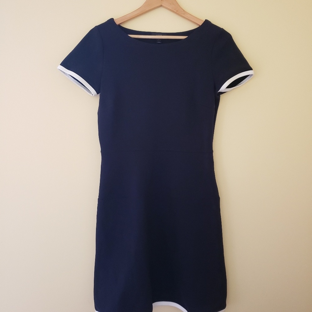 J Crew Small Tipped Gamine Navt Short Sleeve Dress